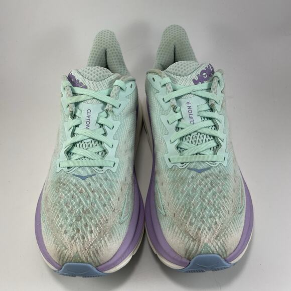 Hoka One One Clifton 9 Running Shoes Womens Size 7.5 B Ocean Lilac Blue Athletic - Picture 10 of 10